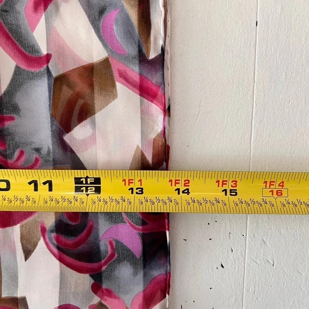Vintage Silk Abstract Print Oblong Scarf